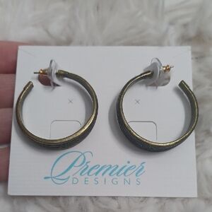 Premier Designs Gold and Black Hoop Earrings